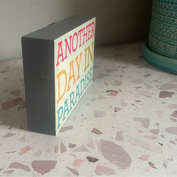 3/$20💥 Home Decor Accent “Another Day In Paradise” Block Sign Island Life - Picture 3 of 9
